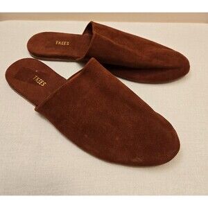 TKEES Ines Slip On Mules Womens Shoes Backless Flats Suede Maroon Size 11B
